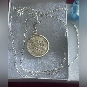 1882 Mexico rare to find coin pendant necklace